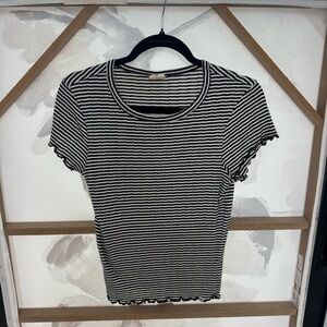 Billabong Black and White Fitted Ribbed T-Shirt